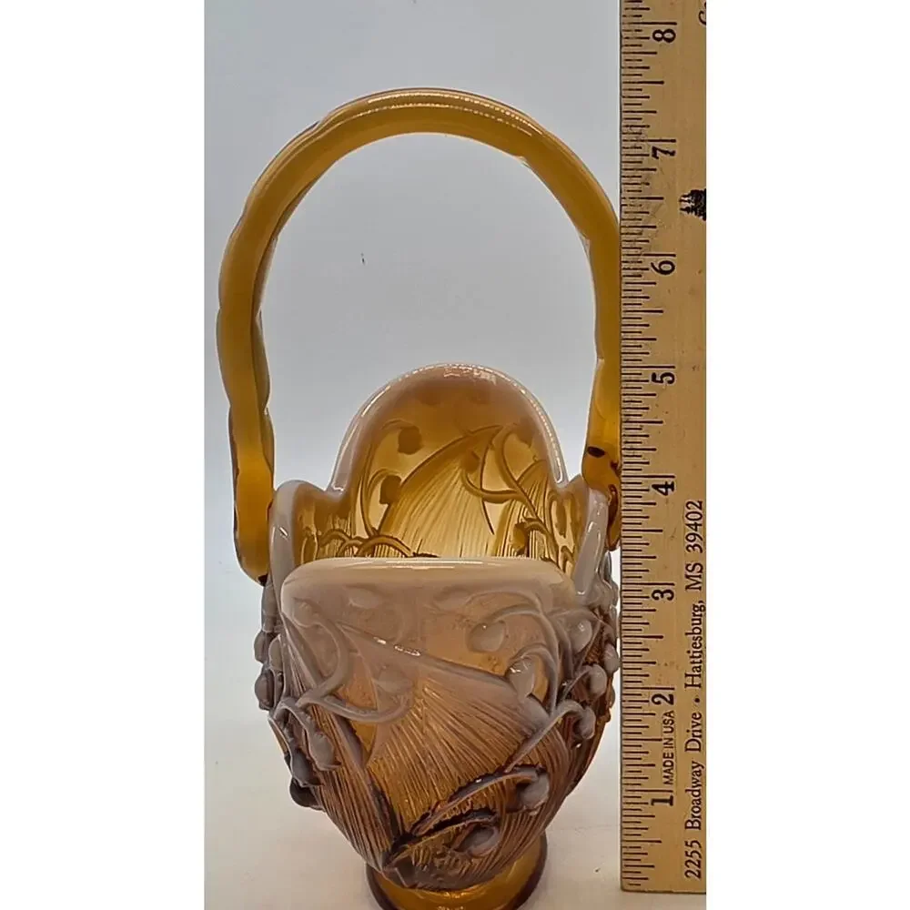 FENTON CAMEO OPAL LILY OF THE VALLEY BASKET